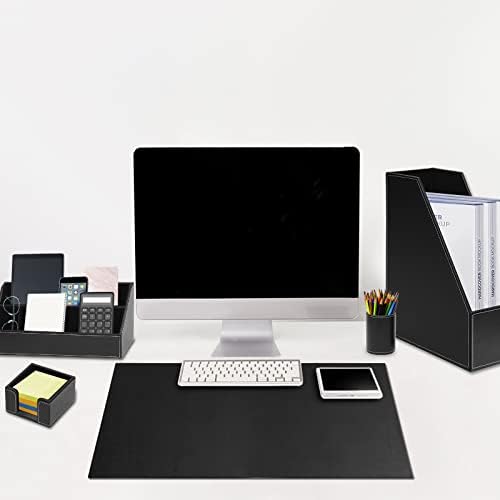 Office Supplies PU Leather 6-Piece Set Desk Organizer,Include Writing Pad,Letter Tray,file folder Sorter/Magazine Holder,Pen Cup,Note Holder,Business Card Holder,Man/Woman Office Gift,Black - Image 5