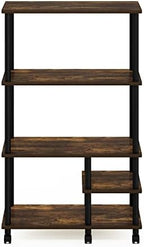 Furinno Turn-N-Tube 4-Tier Toolless Multipurpose Printer Stand Display Storage Shelf with Wheels, Amber Pine/Black - Image 4