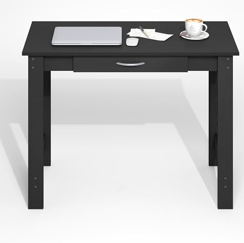 Furinno Jaya Desk, 39.2" Wide Computer Desk with H-Legs, Office Desk with Drawer, Writing Desk, with Drawer, for Home Office, Study Room, Dorm, Darkwood - Image 4