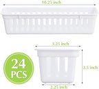 Domensi 24 Pack Slim Plastic Storage Basket Tray Organizer, White - Image 2