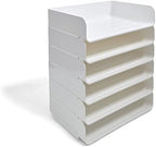 TRU RED Side-Load Stackable Letter Tray, Plastic, White, 12/Carton by TRURED