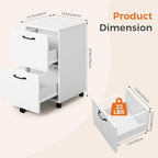 2 Drawer Filing Cabinet, Wood Rolling Filing Cabinets with Printer Stand, Under Desk Storage Lockable Wheels, Home Office Organizer for A4 Letter Legal Size Documents,White - Image 3