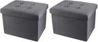ALASDO Storage Ottoman Footrest Stool Small Ottoman with Storage Foldable Ottomans Foot Rest Footstool Bench for Living Room 17x13x13inches Grey (Pack of 2) by ALASDO