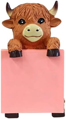 Highland Cow Pop Up Sticky Notes Holder,Handmade Resin Desk Decor by Unknown