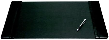 Dacasso Black Leather 25.5" x 17.25" Side Rails Desk Pad by Dacasso