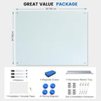 Glass Magnetic White Board, 36"x24" Dry Erase Board for Wall, Bulletin Whiteboard for School Classroom Office Homeschool - Image 2