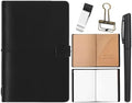 Traveling Refillable Leather Journal Notebook, Black, A5 Size by Thenshop
