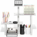 Furinno Turn-N-Tube Desk Organizers and Accessories, 3-Tier Desktop Organizer, Adjustable Desk Shelf, for Home Office, Study Room, Dorm Room, Organizers and Storage, White - Image 4