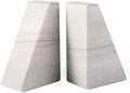 Marble Book Ends for Heavy Books, Decorative Bookends for Shelves, Durable and Heavy-Duty Bookends for Hardback Book & CDS, Off-White Unique Books Stopper & Holder, Set of 2 by Karibiber