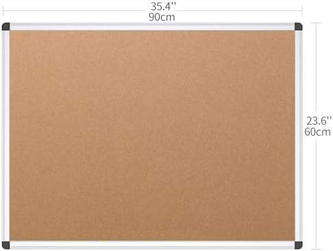 VIZ-PRO Cork Notice Board, 36 X 24 Inches, Silver Aluminium Frame - Image 2