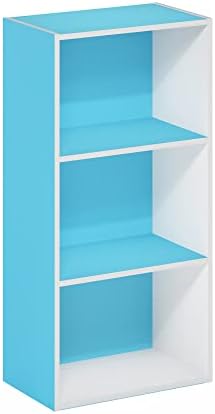 Furinno LUDER 3-Tier Book Shelf, Open Shelves Bookshelf, Light Blue/White - Image 6