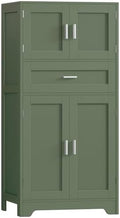 TEENFON Bathroom Floor Storage Cabinet with Adjustable Shelf, Freestanding Storage Cabinet with 4 Doors, Cupboard for Living Room, Home Office, Entryway, Forest Green by TEENFON