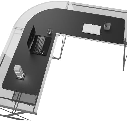 MAIDERN (59" + 59") x 19.6" Black Large L Shaped Desk Mat - Leather Gaming Corner Desk Pad for Office Computer by Maidern