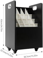 DONSU Countertop Literature Organizer, 20-Slot Blueprint Storage Rack,Desktop Compartment Bill Paper Organizer,Mobile Roll File Organizer Cart w/Wheels for Office Home School (Black) - Image 2