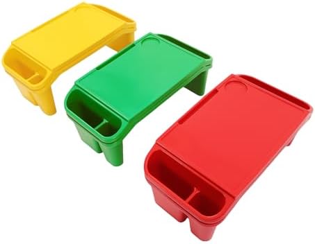 6 Pack Kids Lap Desk, Portable Plastic Lap Tray with Storage Slots and Cup Holder, Stackable Activity Table for Writing Drawing Snacks, 19.7x9.8x7.1 Inch - Image 3