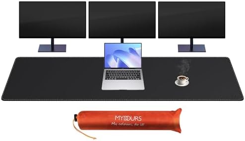 Mydours PU Leather Desk Mat 74.8"x15.7", XXL Large Gaming Mouse Mat, Black by Mydours