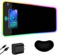ToLuLu Wireless Charging RGB Gaming Mouse Pad, 15W LED Mouse Mat with 30W Charger, 14 Light Modes Large Mousepad Wrist Support, Non-Slip Rubber Base Desk Mat Computer PC Keyboard Pad XXL, Cool Black by ToLuLu