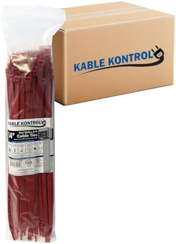 Kable Kontrol Cable Zip Ties, 14 Inch, 3500 Pcs, HD 120lbs Test, Red by KABLEKONTROL%C2%AE