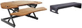 Rocelco 46" Height Adjustable Corner Standing Desk Converter with Dual Monitor Stand Bundle - Sit Stand Up Computer Workstation Riser - Extra Large Keyboard Tray - Teak Wood Grain (R CADRT-46-DMS) by Rocelco