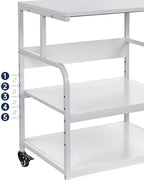 Fannova White Printer Stand Table, 23.6"x18.9"x30" Large Size with Storage - Image 4