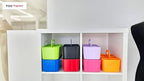 Small Stackable Plastic Caddy with Handle 6 Compartment | Desk, Makeup, Dorm Caddy, Classroom Art Organizers - 4 Pack, Made In USA (Blue) - Image 4