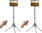 Lamicall Tablet Floor Tripod Stand - 64.9" Tablet Holder Mount with Adjustable Height for Watching, Bluetooth Remote, for 4.7-13" iPad Pro 12.9 11 10.5 Mini, Air, iPhone, Galaxy Tabs (Pack of 2) by Lamicall