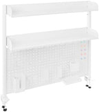 Clamp-On Pegboard Desk Organizer, 2-Tier Clamp On Desk Shelf with Hooks, Office Accessory Organizer for Books, Office Supplies & DIY Storage, 16.5lbs Capacity, 39.37" x 37.4", White - Image 6