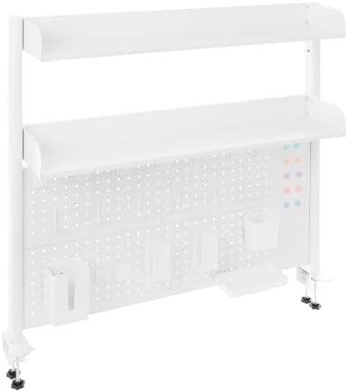 Clamp On Desk Organizer Shelf, 2 Tier Clamp-on Above or Under Desktop Storage Shelf Multipurpose Desktop Bookshelf Shelving Unit for Table Accessories (White) - Image 7