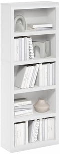 Furinno Rail 5-Tier Book Shelf with Open Shelf, White by Furinno-FitsYourSpaceFitsYourBudget
