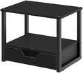 YATINEY Desktop Printer Stand, 2-Tier Printer Table with Non-Woven Drawer, Multi-Purpose Desk Organizer for Home Office, Under Desk Open Organizer Shelf, Black PS01BB by Yatiney