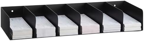 Gisafai Metal Check Sorter Organizer 6 Pockets, 16 x 3.75 x 8 Inch Black by Gisafai