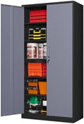 MIIIKO Metal Storage Cabinet with Locking Doors, 71" Tall Black Garage Storage Cabinets with 2 Doors and 5 Adjustable Shelves for Home Office,Garage, Industrial, Commercial, Workshop(Black Grey) by MIIIKOOfficeFurniture