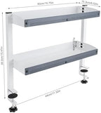 Clamp On Desk Shelf,2-Tier Adjustable Storage Organizer with Tray for Laptop, Office Supplies and Decor 22lbs Capacity per Shelf (Black/White) (White) - Image 3