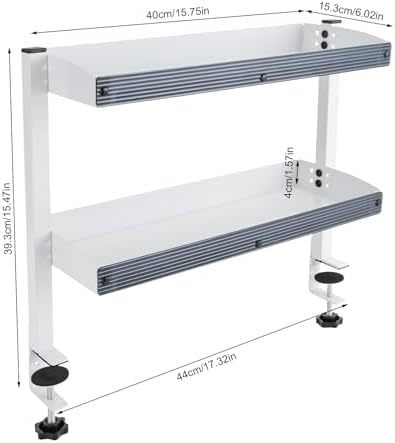 Clamp On Desk Shelf,2-Tier Adjustable Storage Organizer with Tray for Laptop, Office Supplies and Decor 22lbs Capacity per Shelf (Black/White) (White) - Image 3