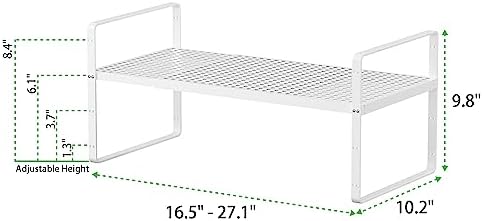 Expandable Storage Shelf, Stackable Organizer Rack, White Large 3 PK - Image 2