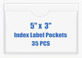 Origin-Joy 35 PCS Self Adhesive Index Card Pockets with Top Open, Clear Plastic Label Holder for Notes, Library and Business, Adhesive Label Pockets & Holder (5 x 3 inch) by Origin-Joy