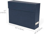 Bigso Lovisa Fiberboard Label Frame 12 File Storage Box | Document Organizer for Important Paperwork | Durable Hanging File Box with a Flip Top Lid & Metal Label Window | 3.7” x 13” x 9.4” | Navy - Image 3