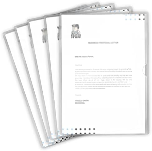 Frosted Clear Vinyl Folders, Heavy Duty Plastic Folders with Clear Front Pocket, Doctor Stuff, Letter Size L-Type Document Holder for Home, Office and Medical, Pack of 25 by DoctorStuff