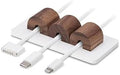 OAKYWOOD Magnetic Cable Holder Charging Cable Clips Desk Cord Organizer 9.6x4.8x2.2 cm Walnut Wood with White Steel Base by Oakywood