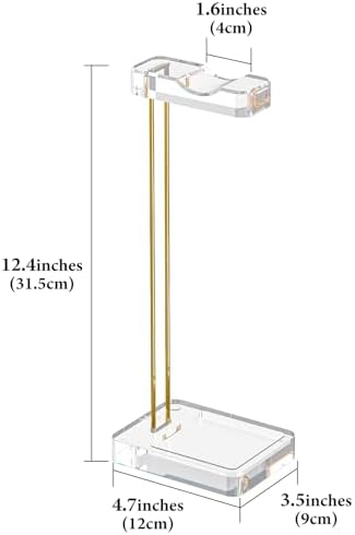 GEEKRIA Headphone Stand for Desk, Clear Acrylic Headset Stand with Gold Metal Accent, Gaming Headphone Holder, Universal Desktop Display Stand for Over-Ear Headphones - Image 2