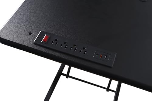 Rocelco 37.4" Electric Standing Desk Converter with AC USB Charger - Motorized Height Adjustable Sit Stand Up Dual Monitor Riser - Tabletop Computer Workstation - Large Keyboard Tray - Black (R EDRB2) - Image 6