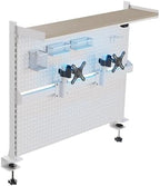 EUREKA ERGONOMIC Desk Pegboard with Dual Monitor Stands, LED Metal Pegboard for Gaming Desk, Privacy Panel with 4 Accessories Modular Hanging, Computer Accessories for Office, 43 x 34 Inch, White by EUREKAERGONOMIC