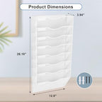 EASEPRES 8 Pocket Mesh Hanging Wall File Organizer, Wall Mounted Mail Paper Document Folder Holder, Clipboard Storage Organization Magazine Rack with Nametag Label for Office Home School, White - Image 2
