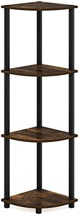 Furinno TURN-N-TUBE Corner Shelf, 4-Tier Corner Bookshelf, Display Storage Shelves with Open Shelves, for Organization and Storage, Living Room, Home Office, Garage, Amber Pine - Image 6