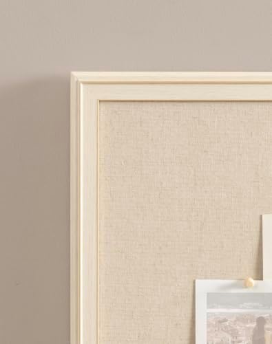 Kate and Laurel Oakhurst Rectangle Framed Linen Fabric Pinboard, 24 x 36, Soft White, Traditional Decorative Bulletin Board with Stepped Profile for Motivational Vision Board or Wall Organization - Image 6