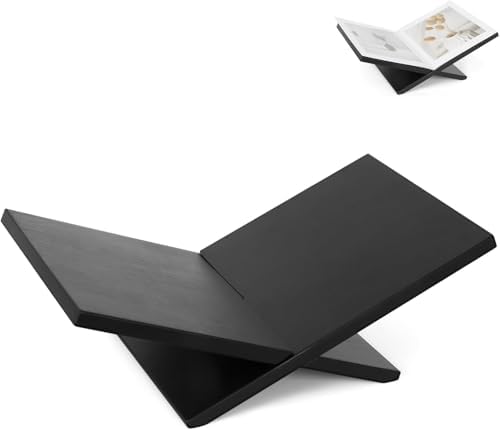 Open Display Book Stand, Wooden Large Book Holder, Coffee Table Stand, Wood Easel for Magazine, Art, Cook Book, Bible, Quran - Black (Black) by Unknown