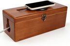 Large Cable Management Box with Clasp, Soild Wood Cord Box with 4 Open Slots, Cable Box to Hide Cords and Power Strip by Unknown