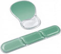 AUPET Ergonomic Gel Mouse Pad and Keyboard Wrist Rest Set, Crystal Gel Cushion Support, PU Base, Smooth Tracking Surface, Easy to Clean Desk Accessories for Office Home Laptop (Gradient Mint Green) by AUPET