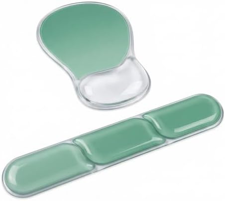 AUPET Ergonomic Gel Mouse Pad and Keyboard Wrist Rest Set, Crystal Gel Cushion Support, PU Base, Smooth Tracking Surface, Easy to Clean Desk Accessories for Office Home Laptop (Gradient Mint Green) by AUPET