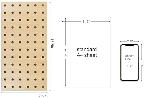 2 Pack Beige Wooden Pegboard Modular Wall Organizer - Image 5
